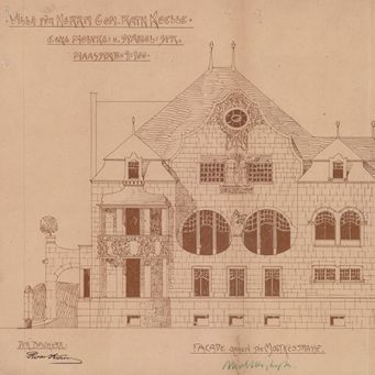 Die im Zweiten Weltkrieg zerstörte Villa Koelle, Stabel-/Ecke Moltkestr., 1900, Stadtarchiv Karlsruhe 8/BOA P108